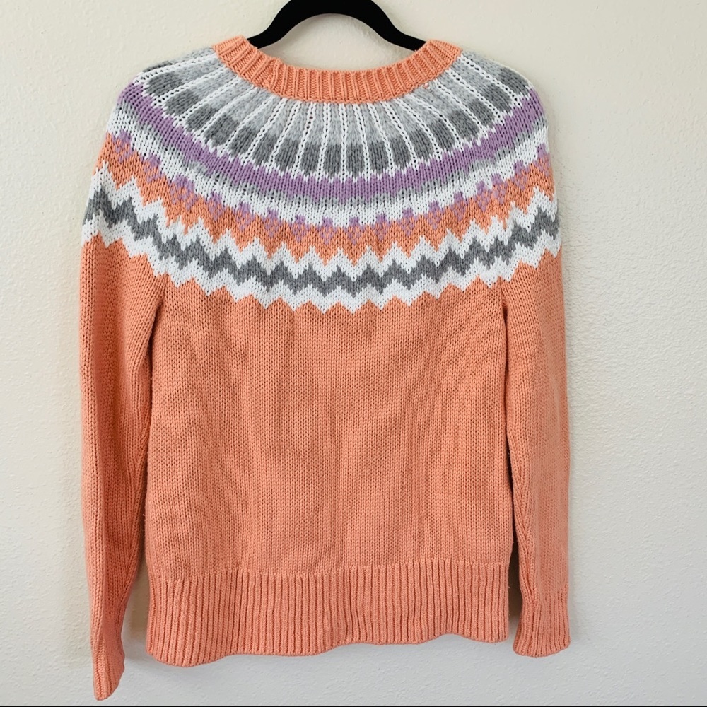 Loft Patterned Collar Pink Sweater - image 2